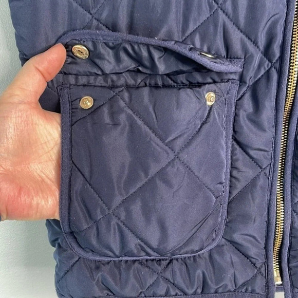 THREAD AND SUPPLY Quilted Vest Navy Blue Outerwear Zipper Pockets Coastal Size S - Picture 5 of 11
